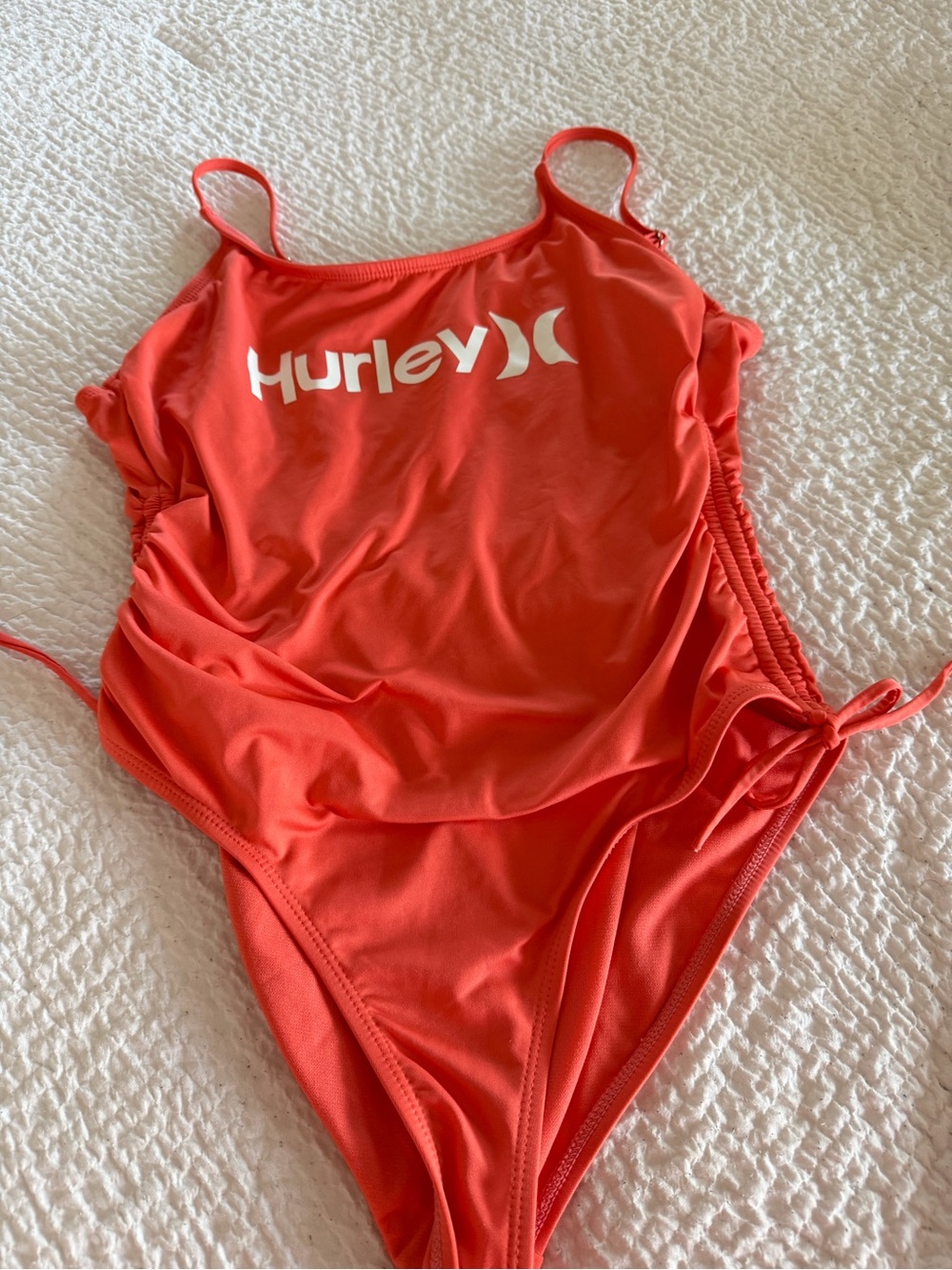 Hurley Coral-Red Logo One-Piece Swimsuit